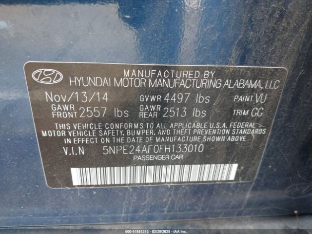 5NPE24AF0FH133010 Hyundai SONATA SE