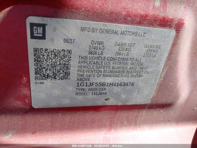 1G1JF5SB1H4163476 Chevrolet Sonic Premier Auto