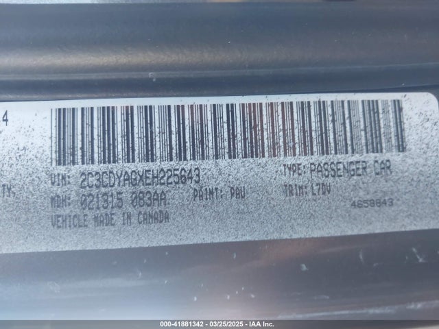 2C3CDYAGXEH225643 Dodge Challenger Sxt