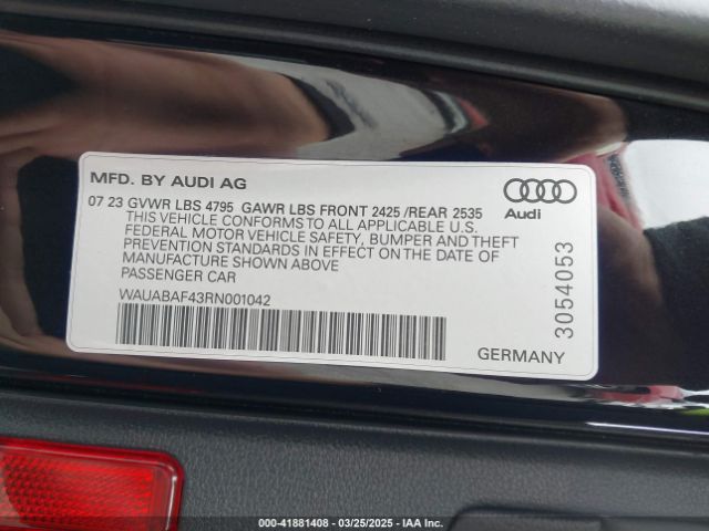 WAUABAF43RN001042 Audi A4 Premium 40 Tfsi Quattro S Tronic