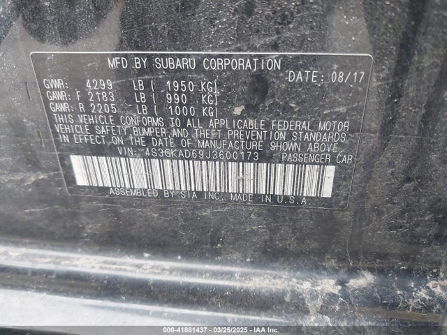 4S3GKAD69J3600173 Subaru Impreza 2.0i Premium
