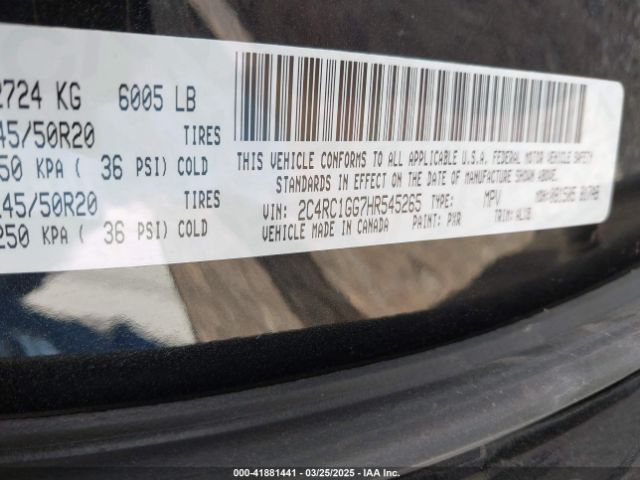 2C4RC1GG7HR545265 Chrysler Pacifica Limited