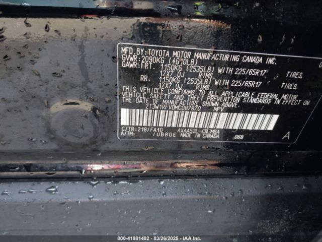 2T3W1RFV0MC087870 Toyota Rav4 Xle