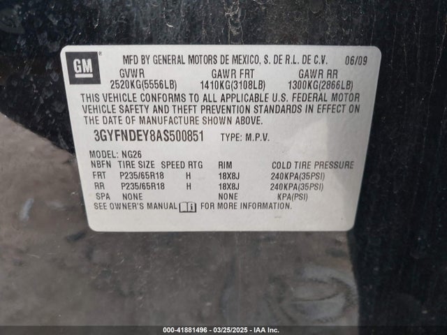 2010 CADILLAC SRX 3GYFNDEY8AS500851 Photo 8