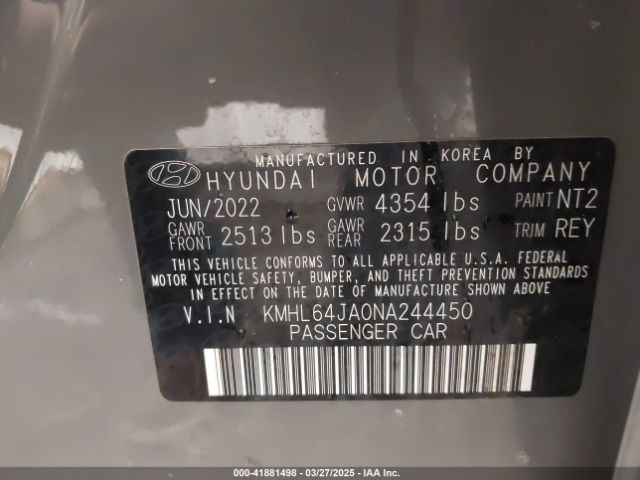 KMHL64JA0NA244450 Hyundai SONATA SEL