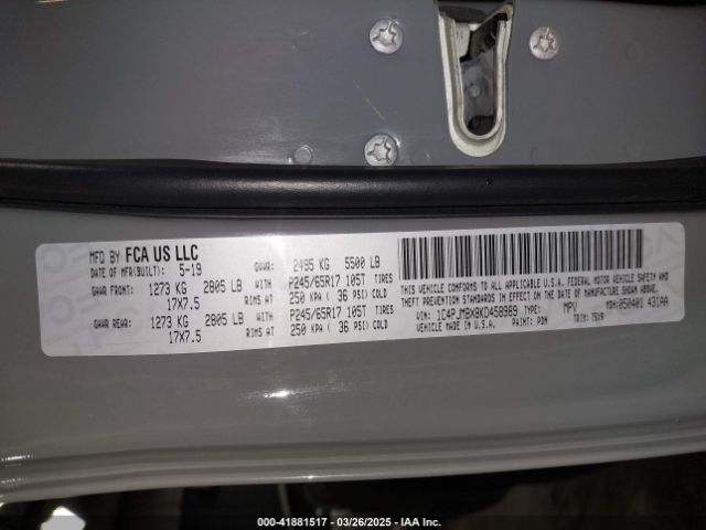 1C4PJMBX8KD458989 Jeep Cherokee Trailhawk 4x4