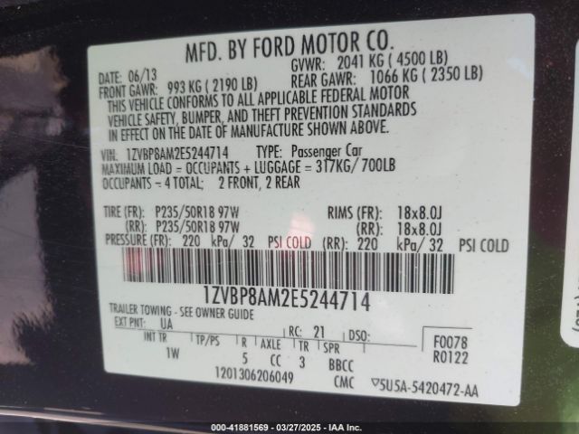 1ZVBP8AM2E5244714 Ford Mustang V6