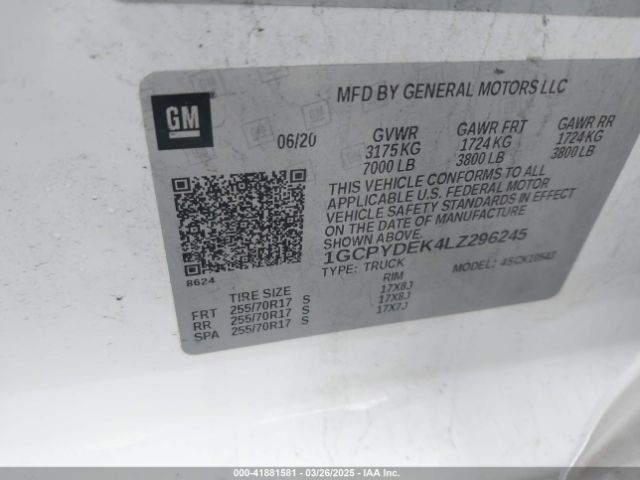1GCPYDEK4LZ296245 Chevrolet Silverado 1500 4wd  Short Bed Lt