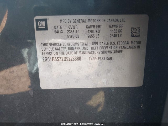 2013 CADILLAC XTS 2G61R5S32D9223380 Photo 8