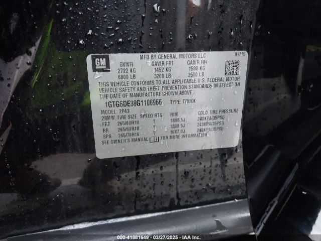 1GTG6DE38G1106966 GMC CANYON SLT