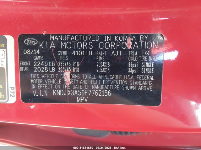 KNDJX3A59F7762156 KIA dohc gdi nu