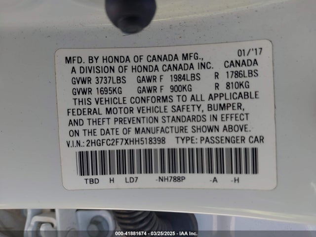 2HGFC2F7XHH518398 Honda CIVIC EX