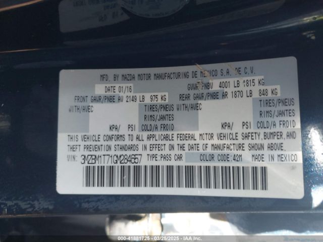 3MZBM1T71GM284657 Mazda Mazda3 I Sport
