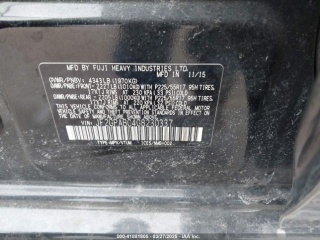 JF2GPABC4G8230337 Subaru Crosstrek 2.0i Premium