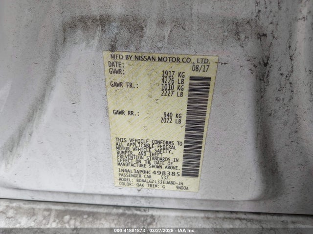 1N4AL3AP0HC498385 Nissan Altima 2.5 S