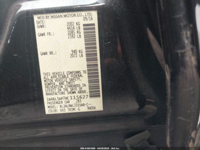 1N4BL3AP7HC115627 Nissan Altima 3.5 Sl/3.5 Sr