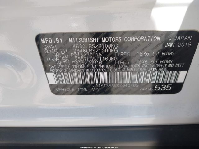 JA4AT3AA5KZ040409 Mitsubishi Eclipse Cross Es