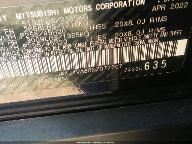2022 MITSUBISHI OUTLANDER JA4J4VA88NZ077707 Photo 8