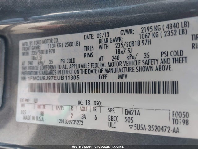 Ford Escape Titanium 2014 1FMCU9J97EUB11305 Image 9