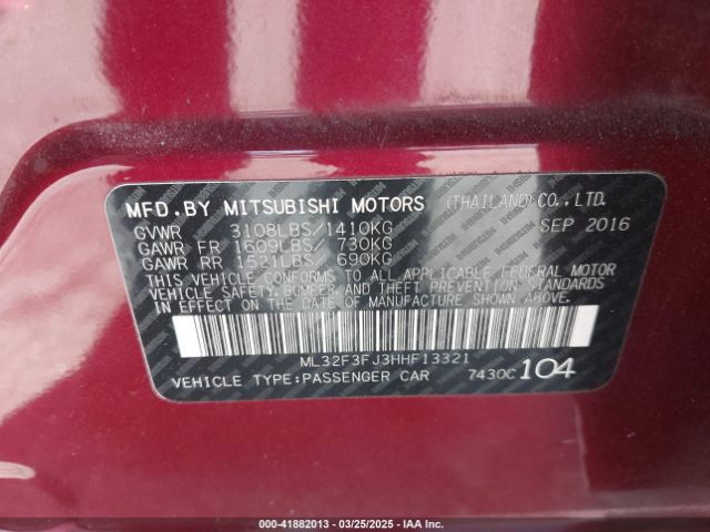 2017 MITSUBISHI MIRAGE G4 ML32F3FJ3HHF13321 Photo 8