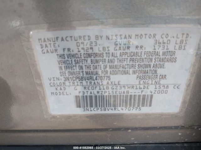 3N1CP5BV4RL470775 Nissan Kicks S Xtronic Cvt