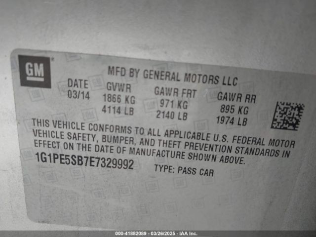 1G1PE5SB7E7329992 Chevrolet Cruze 2lt Auto