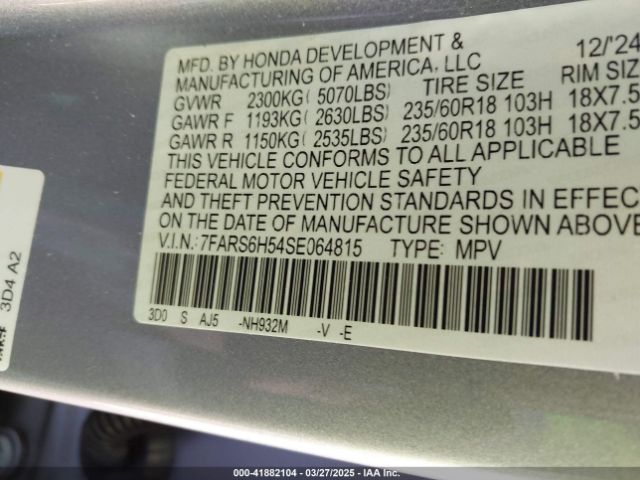 7FARS6H54SE064815 Honda Cr-v Hybrid Sport