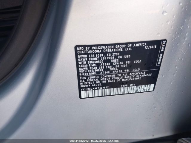 2019 VOLKSWAGEN ATLAS 1V2UR2CA9KC527512 Photo 8