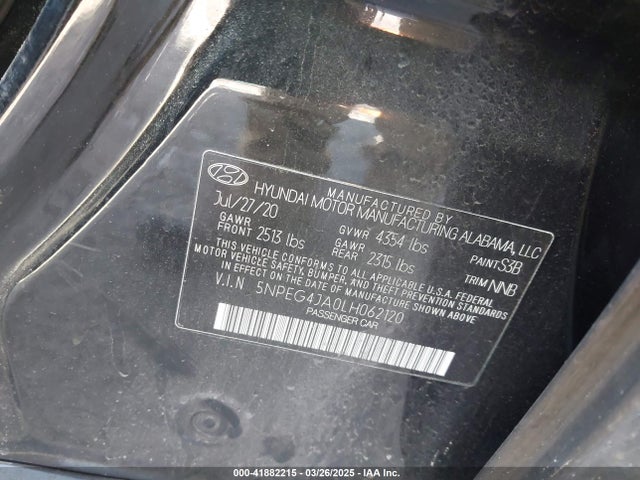 5NPEG4JA0LH062120 Hyundai SONATA SE
