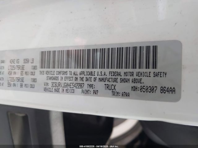 3C6URVJG0HE542287 RAM Promaster 3500 Cargo Van High Roof 159 Wb Ext