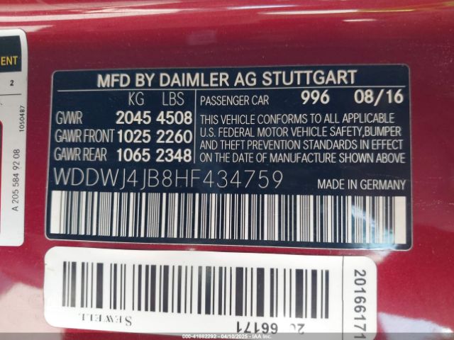WDDWJ4JB8HF434759 Mercedes-Benz C 300