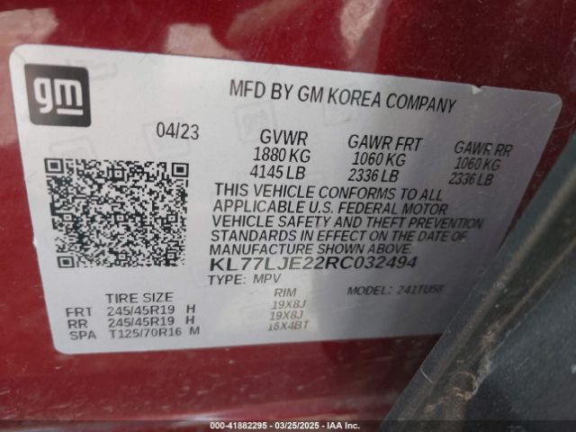 KL77LJE22RC032494 Chevrolet Trax Fwd 2rs