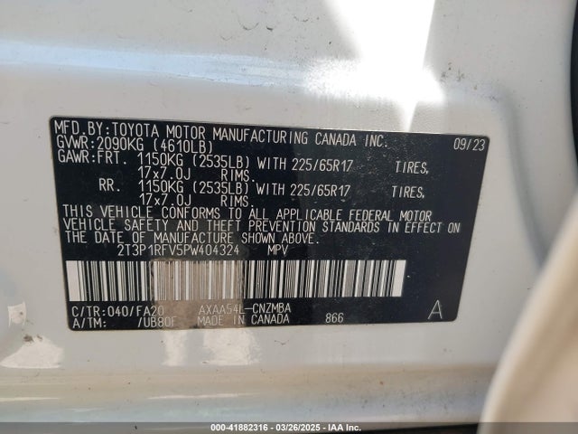 2T3P1RFV5PW404324 Toyota Rav4 Xle