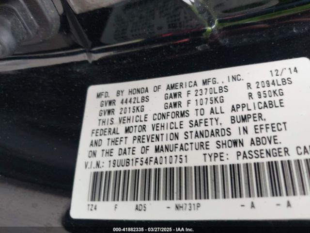 19UUB1F54FA010751 Acura TLX TECH