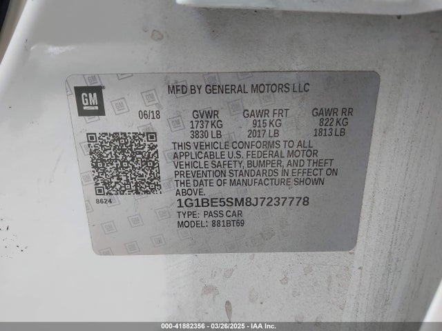 1G1BE5SM8J7237778 Chevrolet Cruze Lt Auto