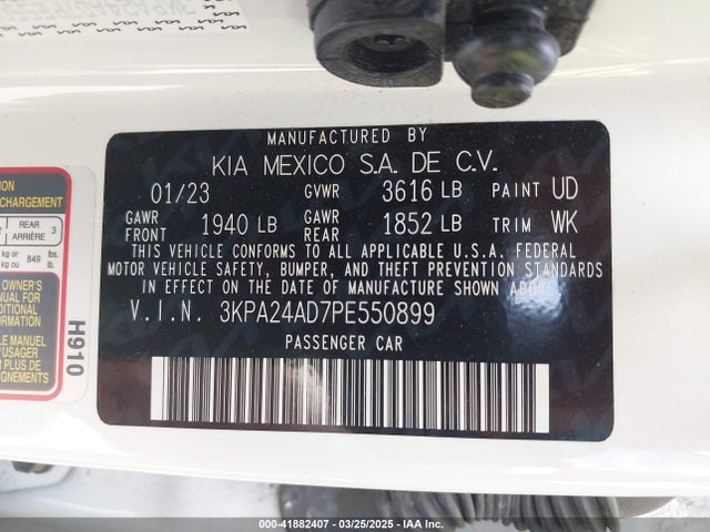 3KPA24AD7PE550899 KIA RIO S