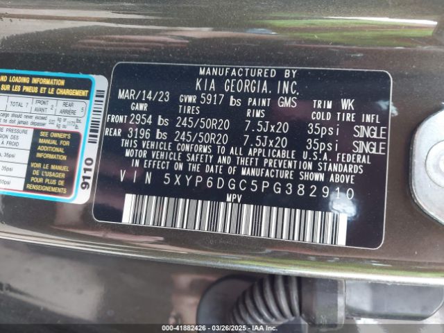 5XYP6DGC5PG382910 KIA Telluride S