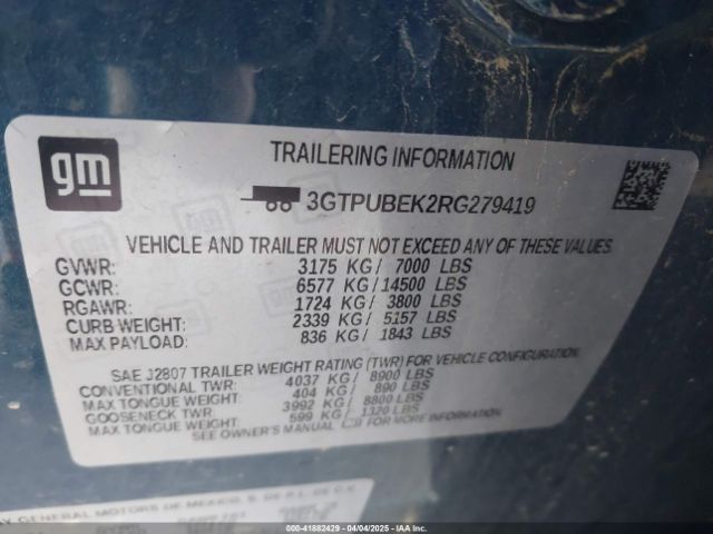 3GTPUBEK2RG279419 GMC Sierra 1500 4wd  Standard Box Sle