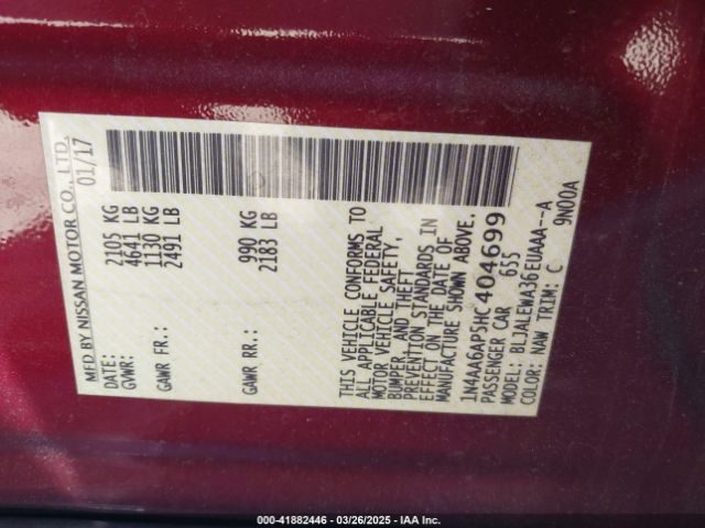 1N4AA6AP5HC404699 Nissan Maxima 3.5 Sl