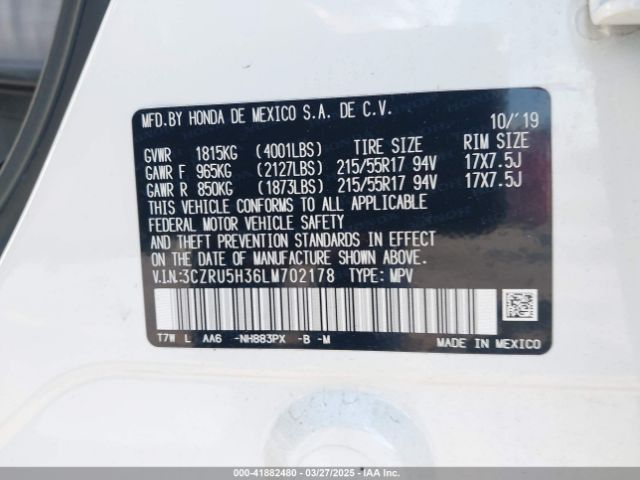 3CZRU5H36LM702178 Honda Hr-v 2wd Lx