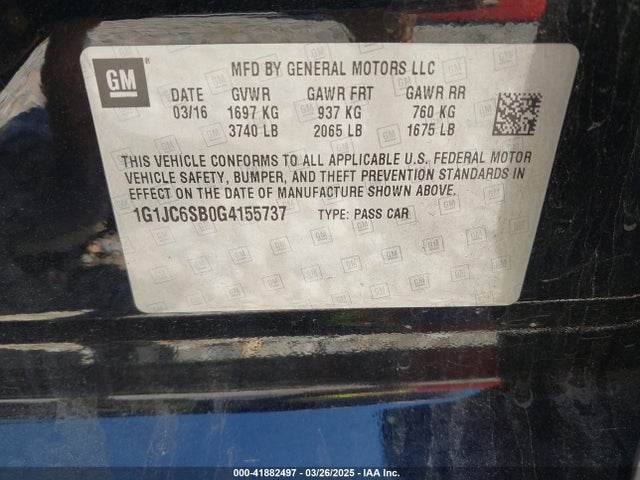 1G1JC6SB0G4155737 Chevrolet Sonic Lt Auto
