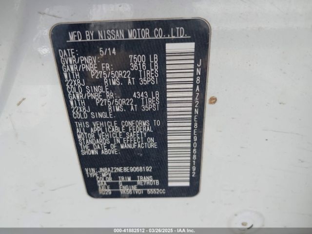 JN8AZ2NE8E9068192 Infiniti QX80