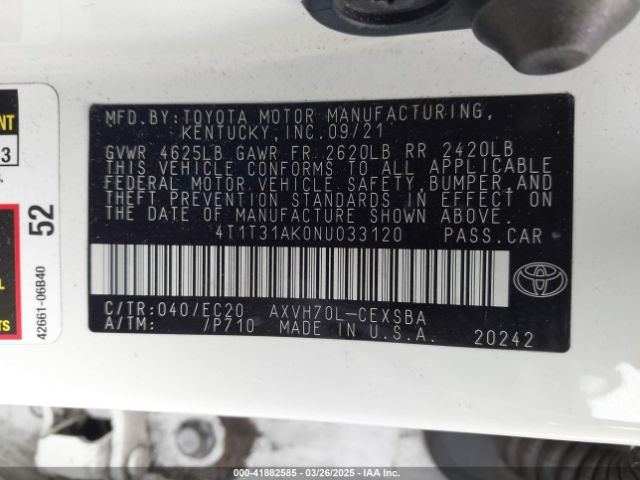 4T1T31AK0NU033120 Toyota Camry Nightshade Edition Hybrid
