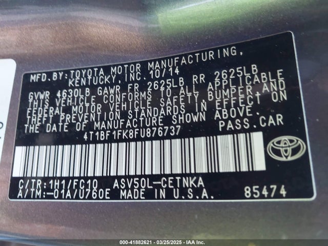 4T1BF1FK8FU876737 Toyota CAMRY LE