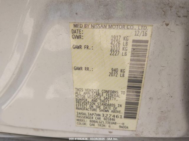 1N4AL3AP7HN327461 Nissan Altima 2.5 S