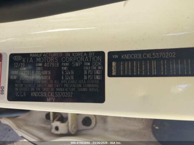 KNDCB3LCXL5370202 KIA NIRO LX