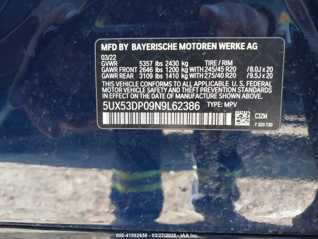 5UX53DP09N9L62386 BMW X3 Xdrive30i