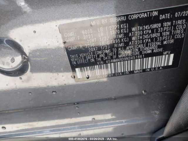 4S4WMARD9N3451861 Subaru Ascent Touring
