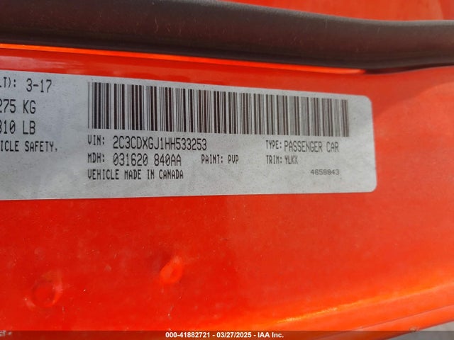 2C3CDXGJ1HH533253 Dodge Charger Daytona 392 Rwd