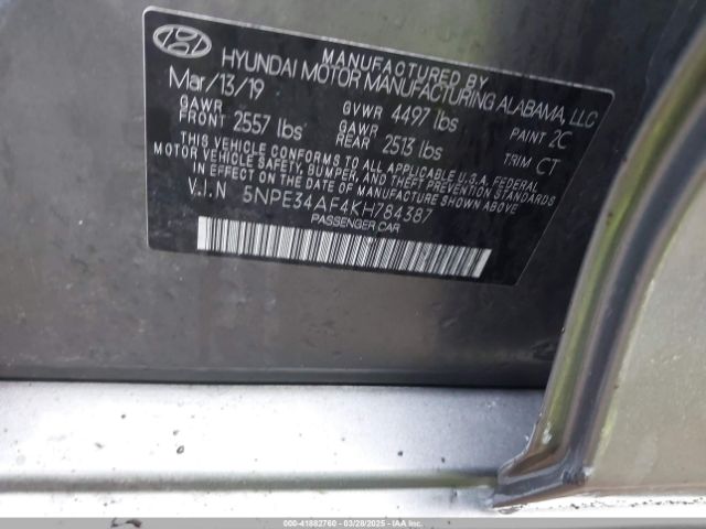 5NPE34AF4KH784387 Hyundai SONATA SEL